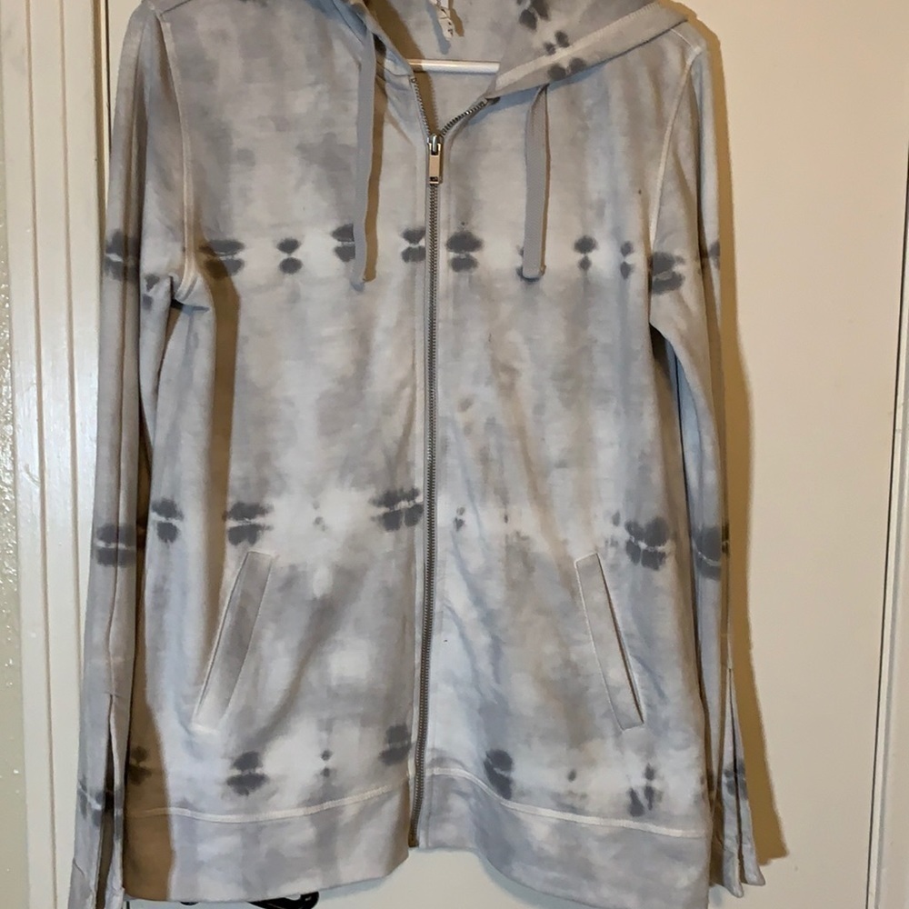 NWT Ideology Grey Tie Dye Zippered Front Hoodie Jacket, S